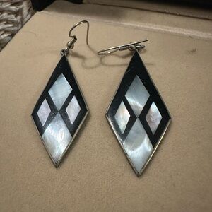 Sterling silver, onyx, mother of pearl earrings